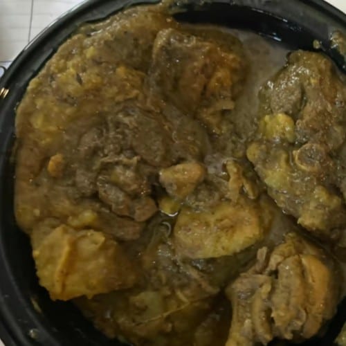Stew Chicken Buss Up Shut.
