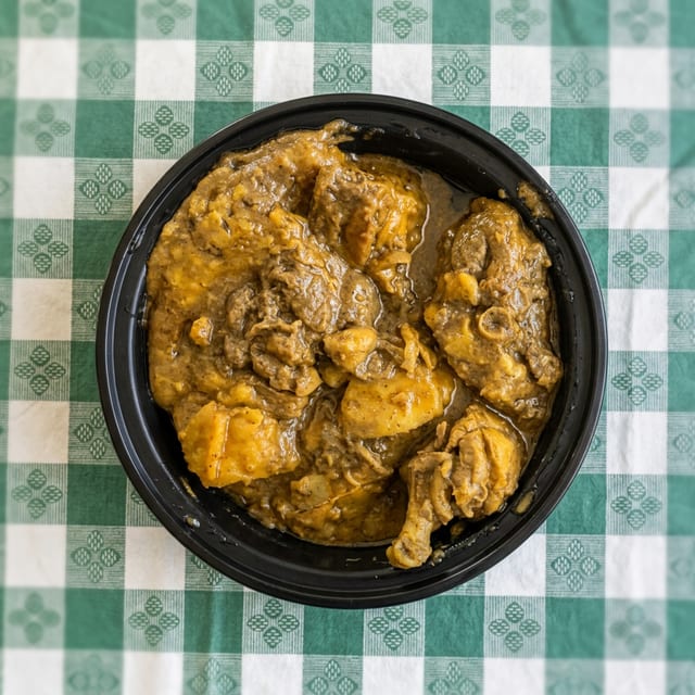 Stew Chicken Buss Up Shut.